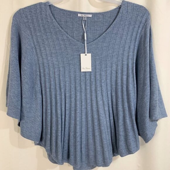NEW Vila Milano Heather Blue Pleated Top - Picture 3 of 6